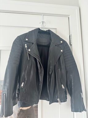 All Saints Black Quilted Leather Biker Jacket